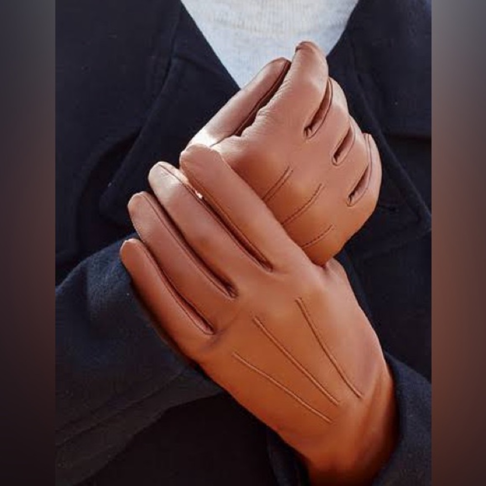 Ann Taylor Tan Brown Real Leather Gloves Size Medium